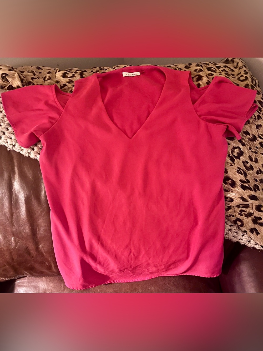Nine West PINK Cold-shoulder lined Blouse Sz Lg